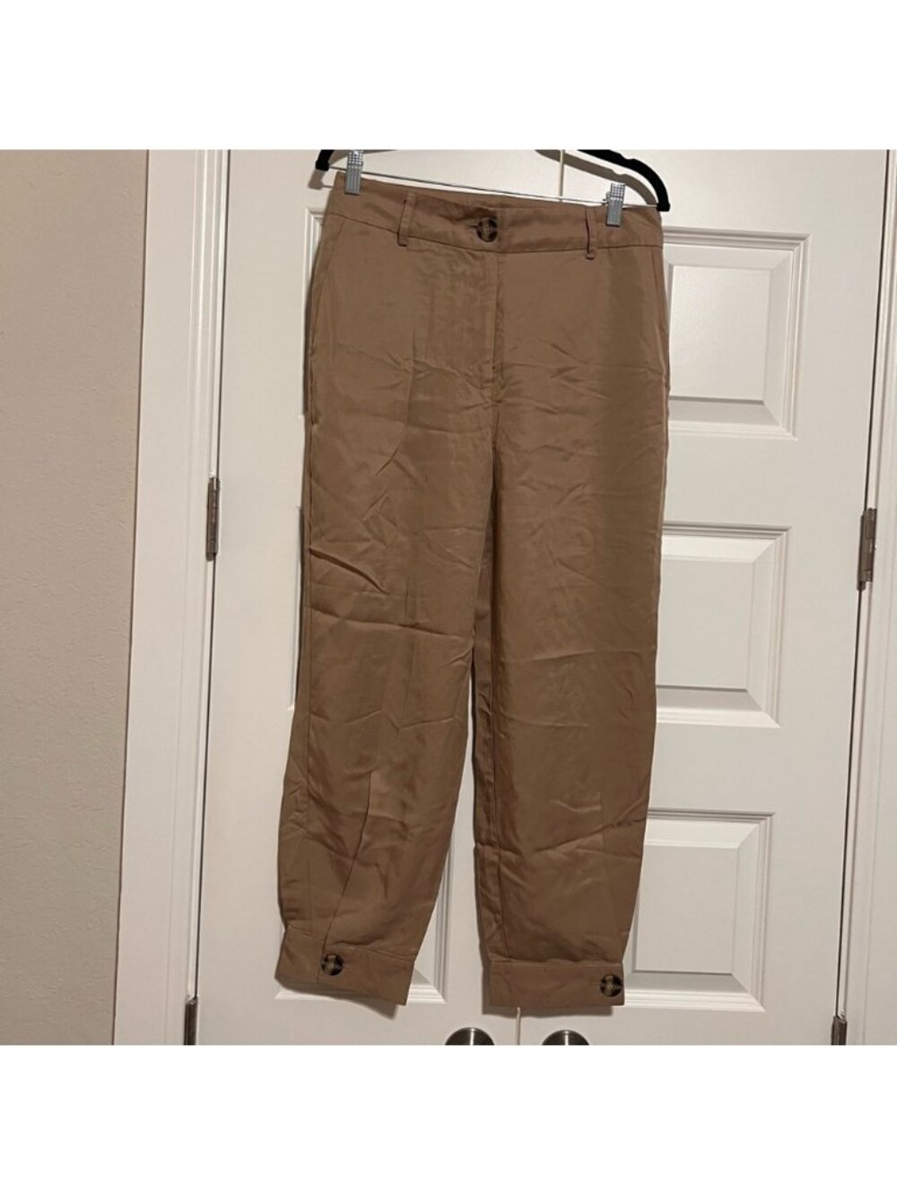 Sfera Collection Beige Trousers with Button Accent